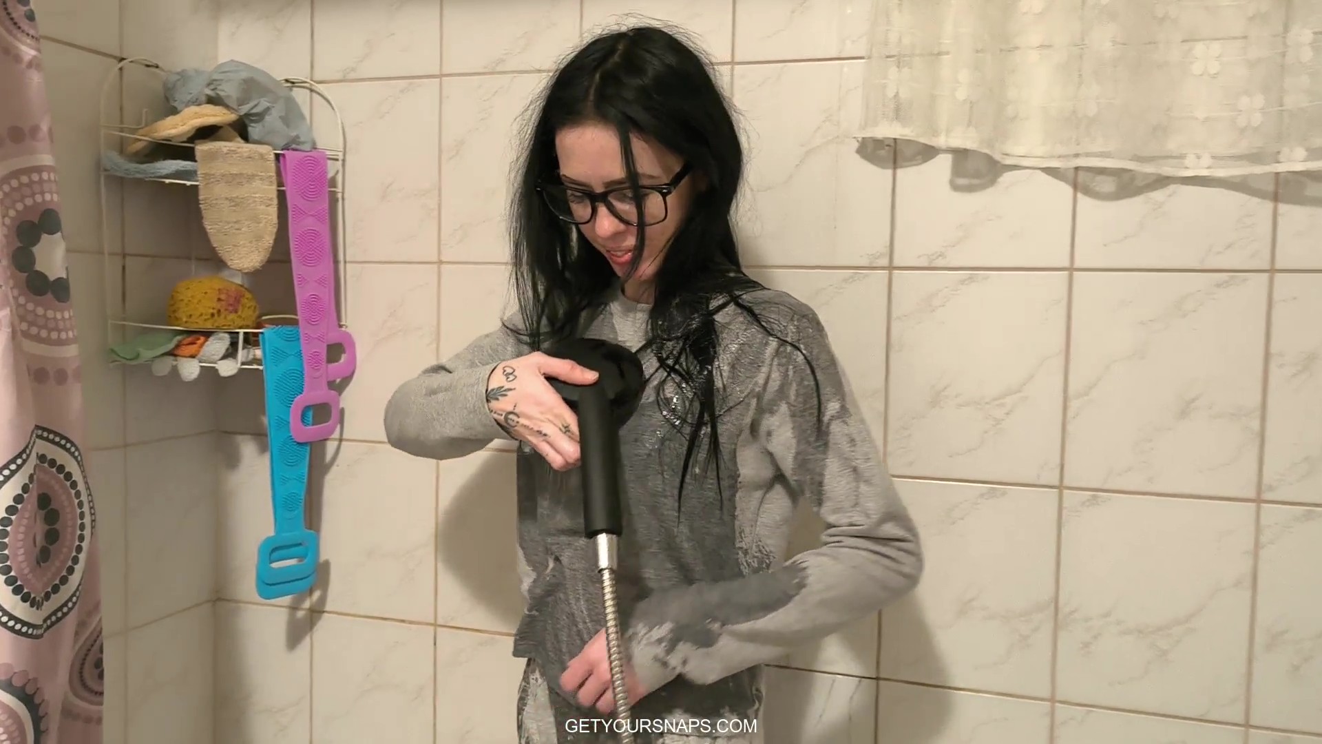 Carol take a shower in gray tracksuit - Image 5