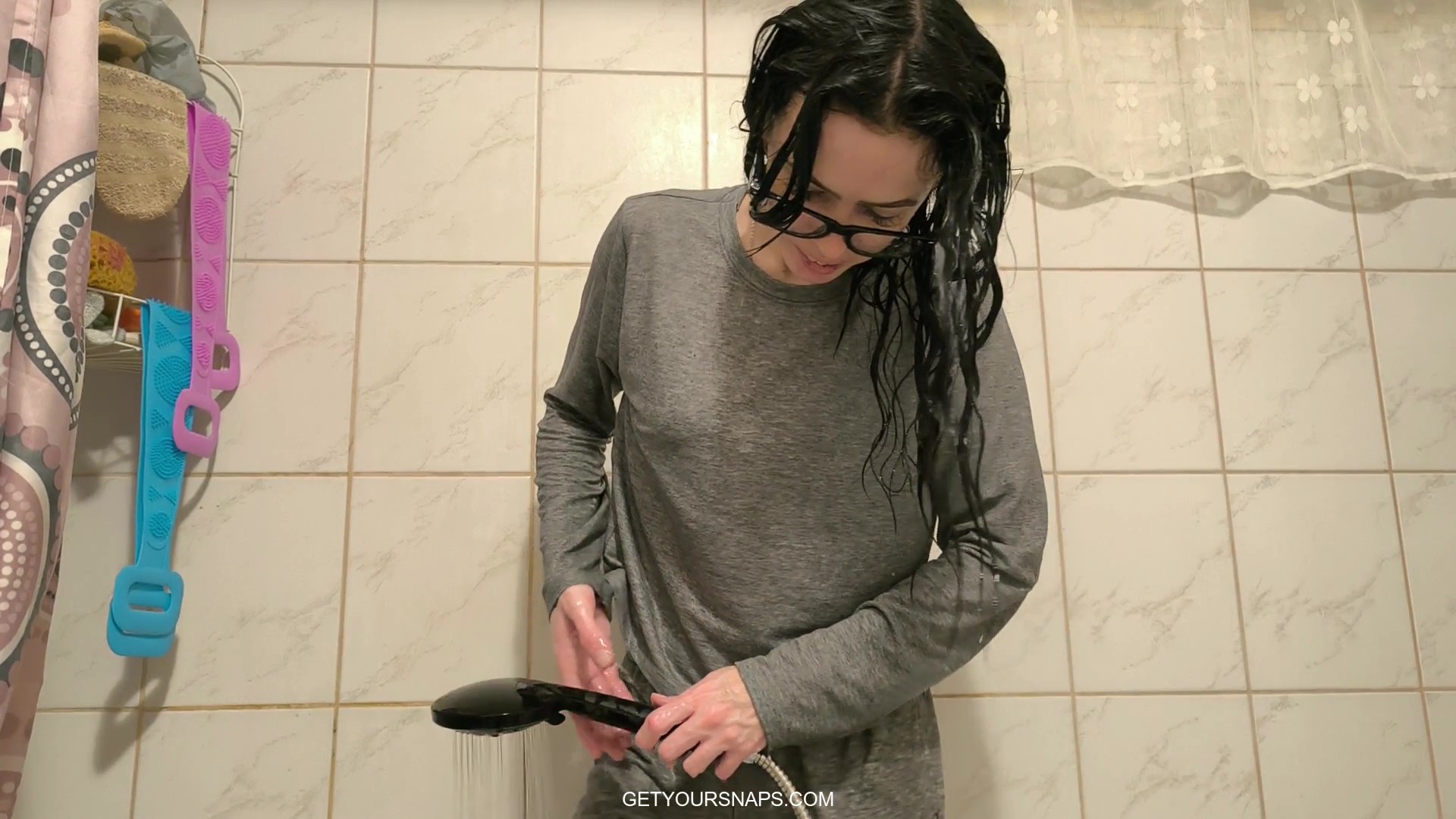 Carol take a shower in gray tracksuit - Image 2
