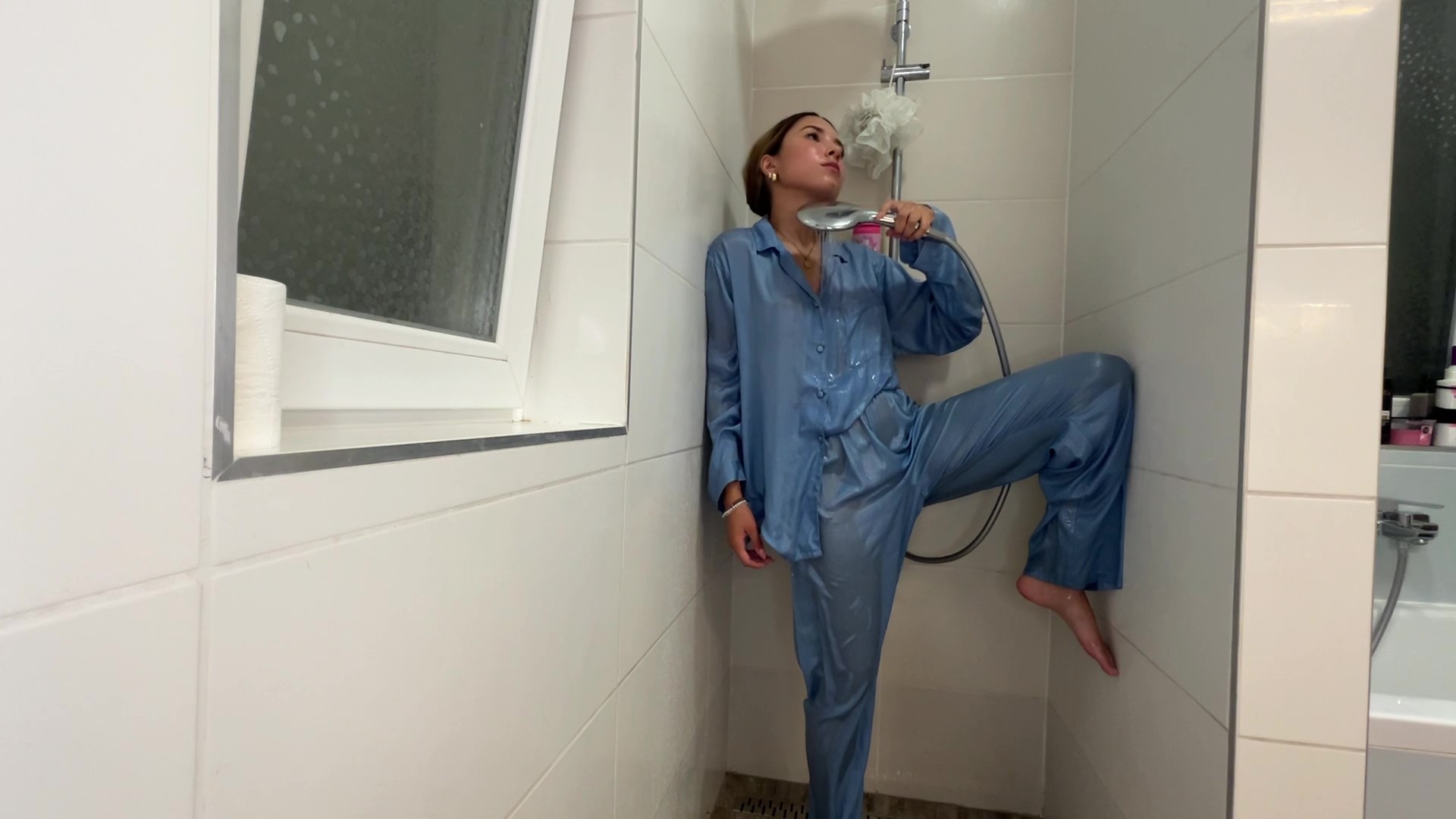 Ellie Gets Wet in Her Pajamas